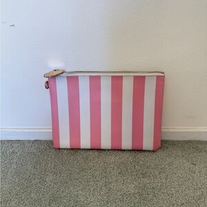 Stoney Clover Lane Pink and White Striped Clutch cosmetic Bag